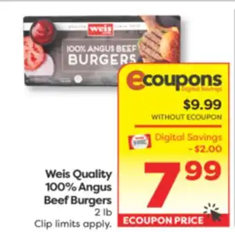 Weis Markets Weis Quality 100% Angus Beef Burgers offer