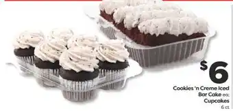 Weis Markets Cookies'n Creme Iced Bar Cake ea Cupcakes 6 ct offer