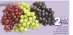 Weis Markets Razzle Red, Dazzle Green or Snazzle Black Seedless Grapes offer