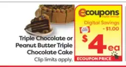 Weis Markets Triple Chocolate or Peanut Butter Triple Chocolate Cake offer