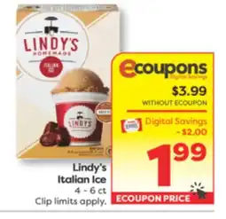 Weis Markets Lindy's Italian Ice offer