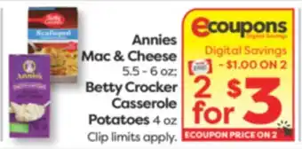 Weis Markets Annies Mac & Cheese 5.5-6 oz Betty Crocker Casserole Potatoes 4 oz offer