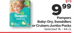 Weis Markets Pampers Baby-Dry, Swaddlers or Cruisers Jumbo Packs offer