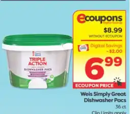 Weis Markets Weis Simply Great Dishwasher Pacs offer