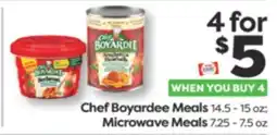 Weis Markets Chef Boyardee Meals 14.5-15 oz Microwave Meals 7.25-7.5 oz offer