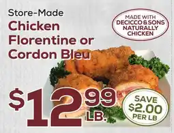 DeCicco & Sons Chicken Florentine or Cordon Bleu offer