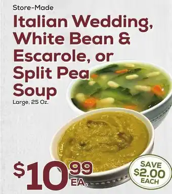 DeCicco & Sons Italian Wedding, White Bean & Escarole, or Split Pea Soup offer