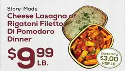 DeCicco & Sons Cheese Lasagna or Rigatoni Filetto Di Pomodoro Dinner offer