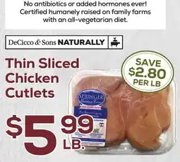 DeCicco & Sons Thin Sliced Chicken Cutlets offer