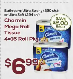 DeCicco & Sons Charmin Mega Roll Tissue 4=16 Roll Pkg offer