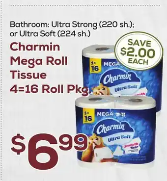 DeCicco & Sons Charmin Mega Roll Tissue 4=16 Roll Pkg offer