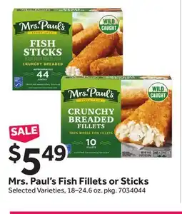 Stop&Shop Mrs. Paul's Fish Fillets or Sticks offer