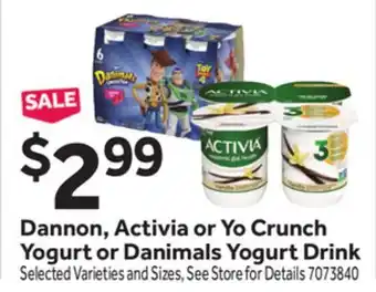 Stop&Shop Dannon, Activia or Yo Crunch Yogurt or Danimals Yogurt Drink offer