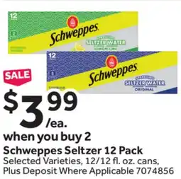 Stop&Shop Schweppes Seltzer 12 Pack offer