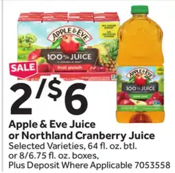 Stop&Shop Apple & Eve Juice or Northland Cranberry Juice offer