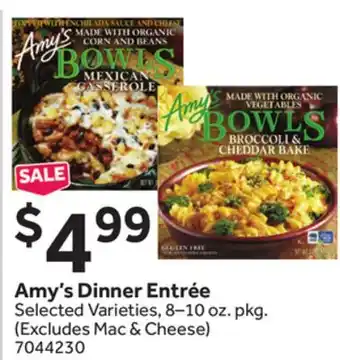 Stop&Shop Amy's Dinner Entrée offer