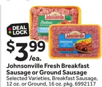 Stop&Shop Johnsonville Fresh Breakfast Sausage or Ground Sausage offer