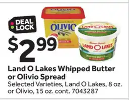 Stop&Shop Land O Lakes Whipped Butter or Olivio Spread offer