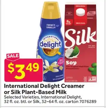 Stop&Shop International Delight Creamer or Silk Plant-Based Milk offer