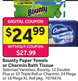 Stop&Shop Bounty Paper Towels or Charmin Bath Tissue offer