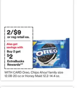 CVS Nabisco Oreo, Chips Ahoy! family size 12.08-20 oz or Honey Maid 12.2-14.4 oz offer