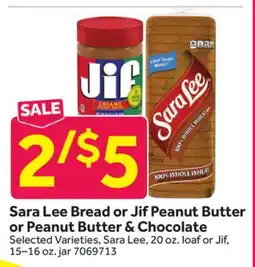 Stop&Shop Sara Lee Bread or Jif Peanut Butter or Peanut Butter & Chocolate offer