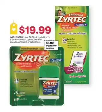 CVS Zyrtec 24-30 ct. or children's 8 oz offer