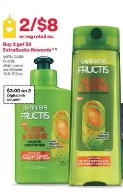 CVS Garnier Fructis shampoo or conditioner 10.2-17.3 oz offer