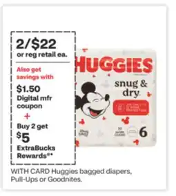 CVS Huggies bagged diapers, Pull-Ups or Goodnites offer