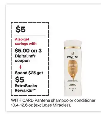 CVS Pantene shampoo or conditioner 10.4-12.6 oz offer