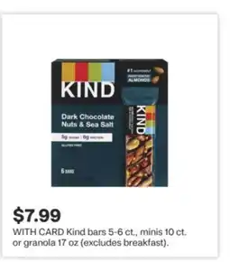 CVS Kind bars 5-6 ct., minis 10 ct. or granola 17 oz offer