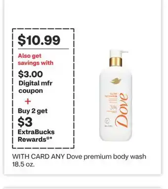 CVS ANY Dove premium body wash 18.5 oz offer