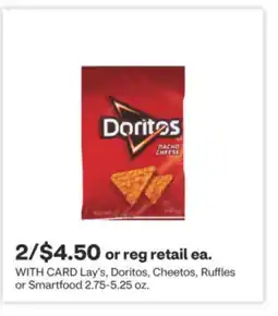 CVS Lay's, Doritos, Cheetos, Ruffles or Smartfood 2.75-5.25 oz offer