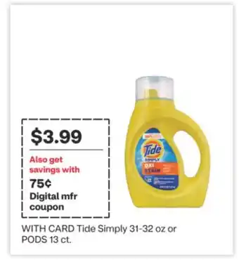 CVS Tide Simply 31-32 oz or PODS 13 ct offer