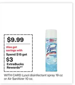 CVS Lysol disinfectant spray 19 oz or Air Sanitizer 10 oz offer