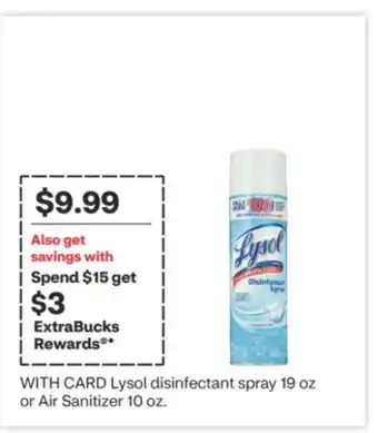 CVS Lysol disinfectant spray 19 oz or Air Sanitizer 10 oz offer