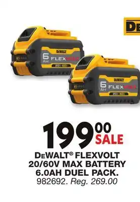 Blain's Farm & Fleet DEWALT FLEXVOLT 20/60V MAX BATTERY 6.0AH DUEL PACK offer