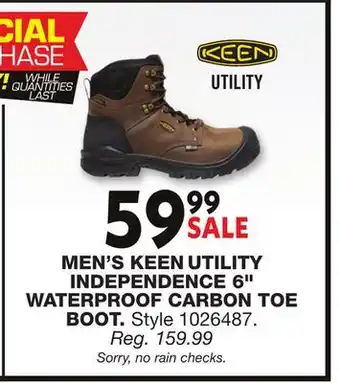 Blain's Farm & Fleet MEN'S KEENUTILITY INDEPENDENCE 6 WATERPROOF CARBON TOE BOOT offer