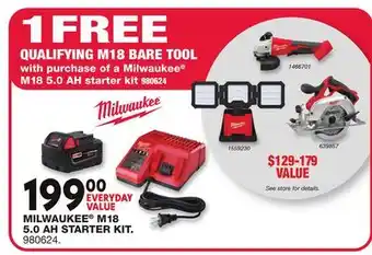 Blain's Farm & Fleet MILWAUKEE M18 5.0 AH STARTER KIT offer