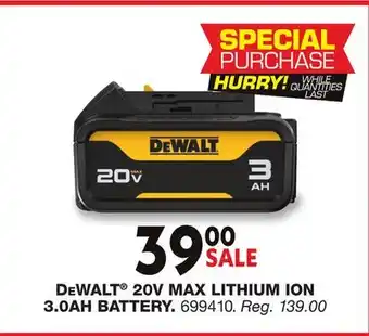 Blain's Farm & Fleet DEWALT 20V MAX LITHIUM ION 3.0AH BATTERY offer