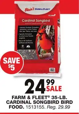 Blain's Farm & Fleet FARM & FLEET 35-LB. CARDINAL SONGBIRD BIRD FOOD offer