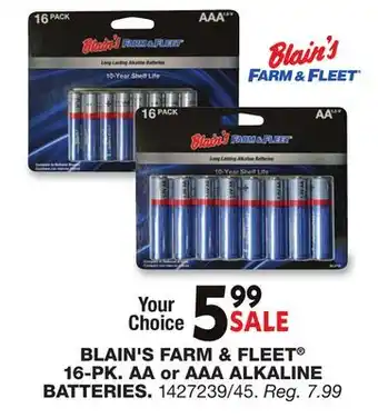 Blain's Farm & Fleet BLAIN'S FARM & FLEET 16-PK. 16-PK. AA or AAA ALKALINE BATTERIES offer