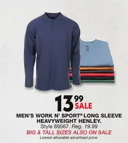 Blain's Farm & Fleet MEN'S WORK N' SPORT LONG SLEEVE HEAVYWEIGHT HENLEY offer