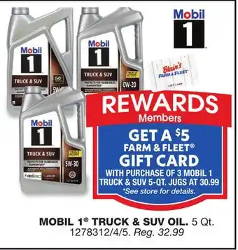 Blain's Farm & Fleet MOBIL 1 TRUCK & SUV OIL offer