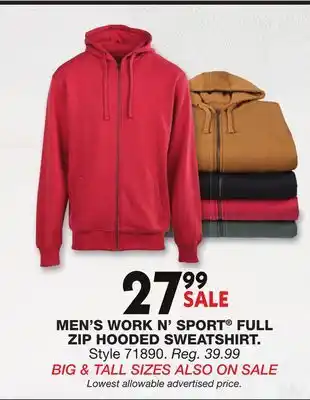 Blain's Farm & Fleet MEN'S WORK N' SPORT FULL ZIP HOODED SWEATSHIRT offer