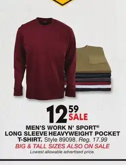 Blain's Farm & Fleet MEN'S WORK N' SPORT LONG SLEEVE HEAVYWEIGHT POCKET T-SHIRT offer