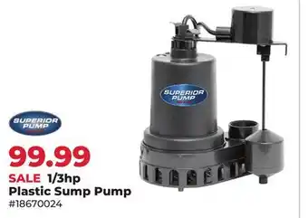 Runnings 1/3hp Plastic Sump Pump offer