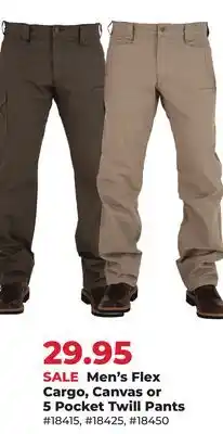 Runnings Men's Flex Cargo, Canvas or 5 Pocket Twill Pants offer