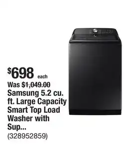 The Home Depot Samsung 5.2 cu. ft. Large Capacity Smart Top Load Washer with Super Speed Wash in brushed black offer