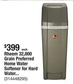 The Home Depot Rheem 32,000 Grain Preferred Home Water Softener for Hard Water and Iron Reduction offer